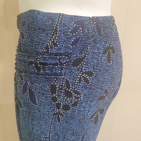 Urban Mango Straight Leg Blue Printed Pant Leisure Palazzo Women's Sz L Culottes - Picture 9 of 11